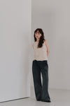cut jacquard check blouse