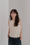 cut jacquard check blouse