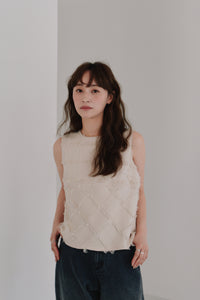 cut jacquard check blouse