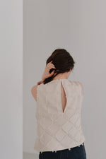 画像をギャラリービューアに読み込む, cut jacquard check blouse
