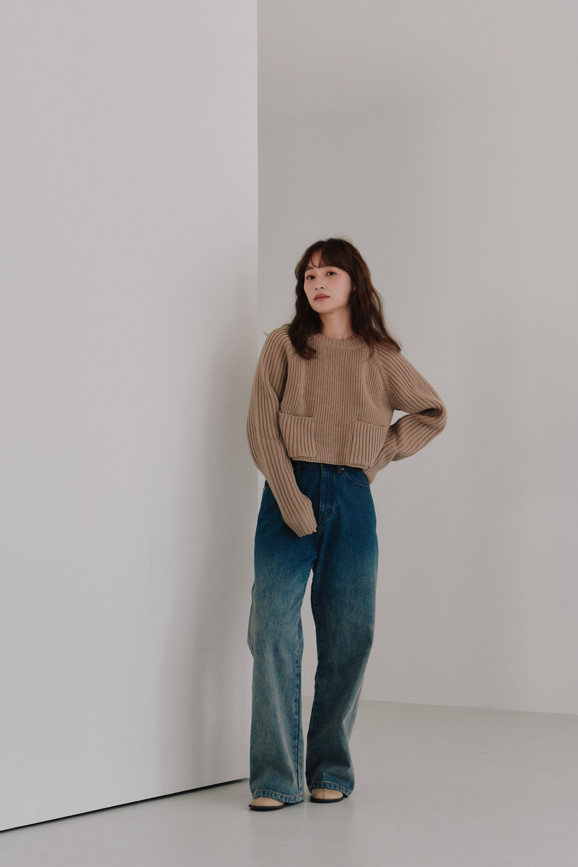 cropped knit pullover