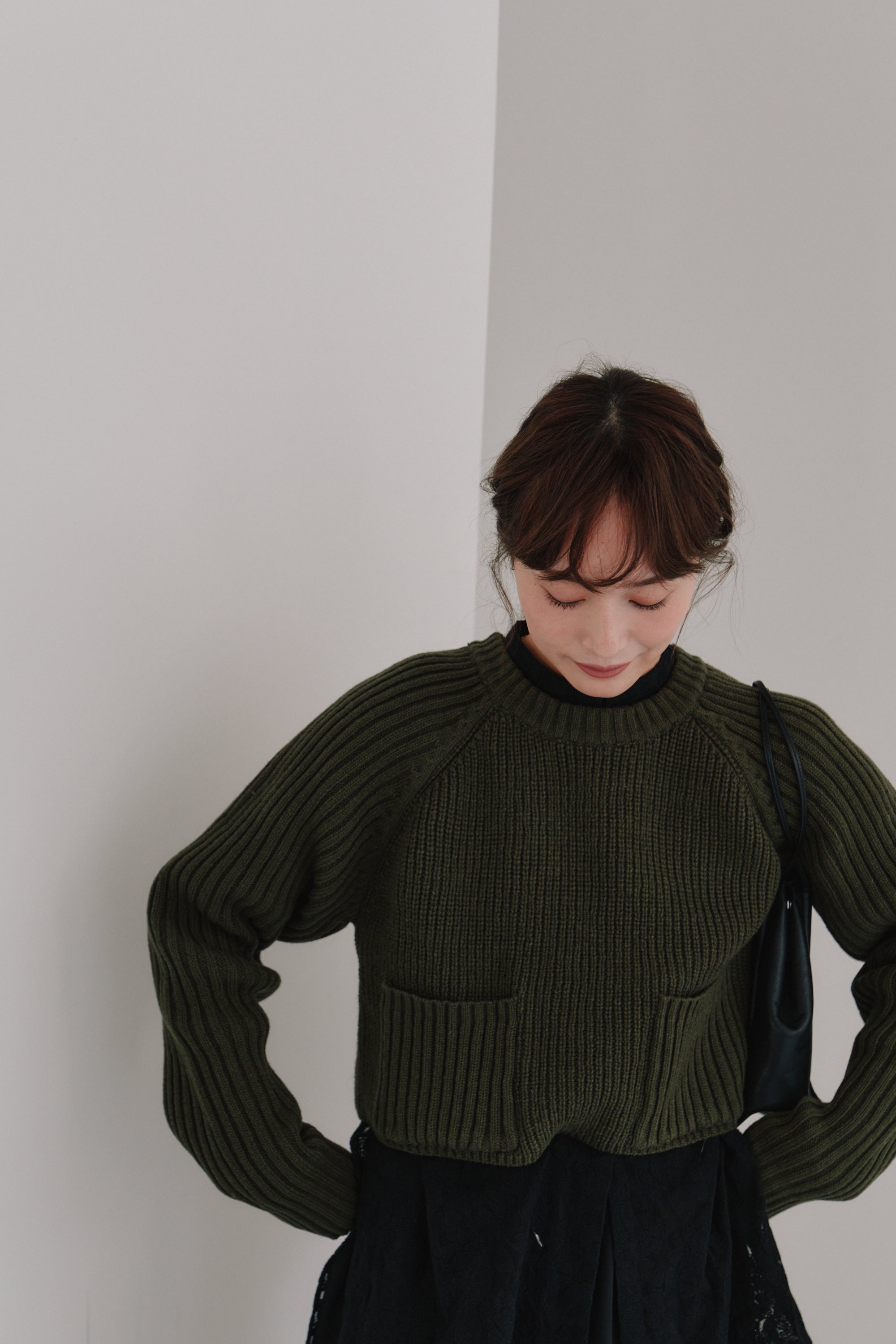cropped knit pullover