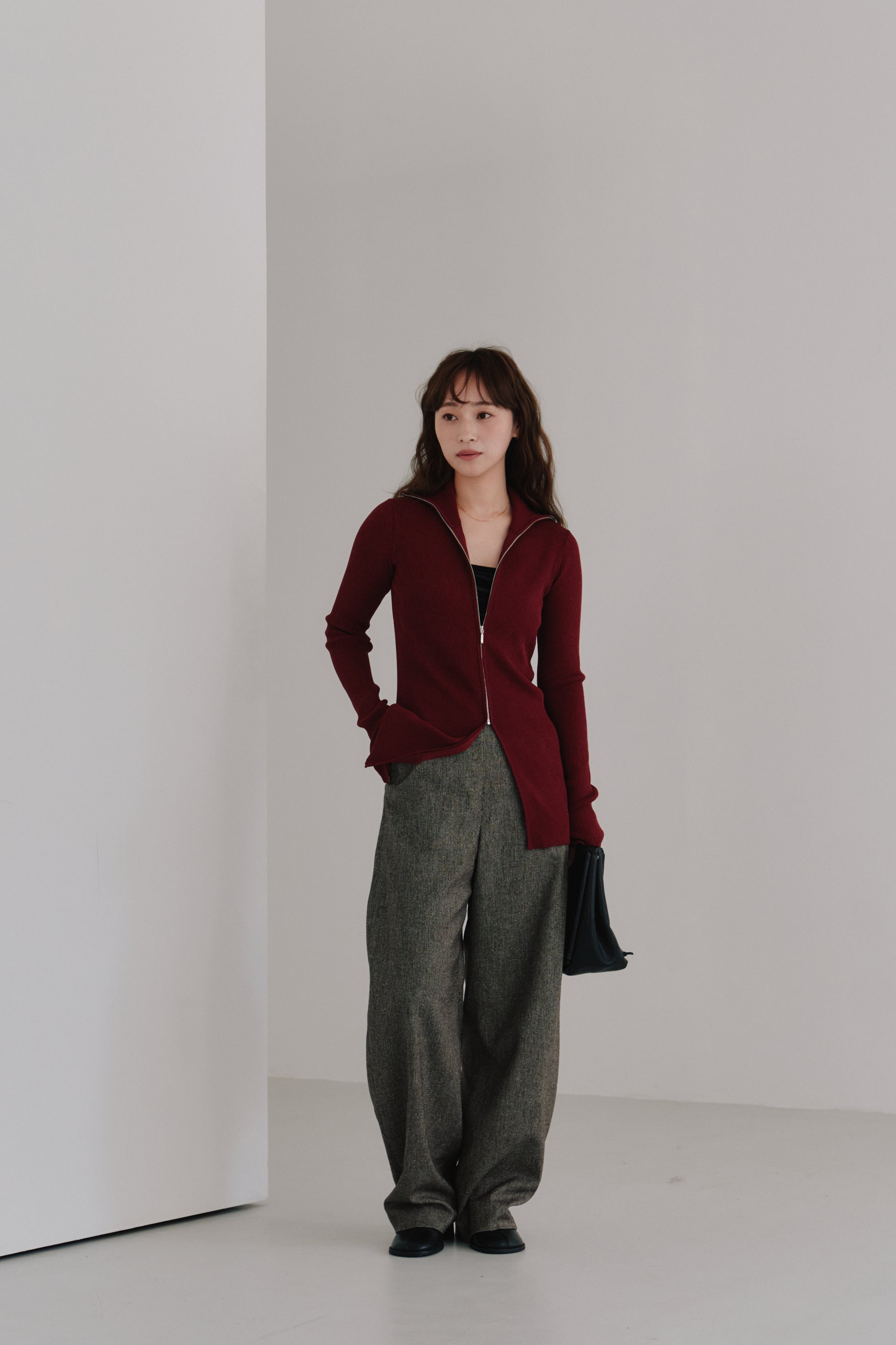 zip up rib knit