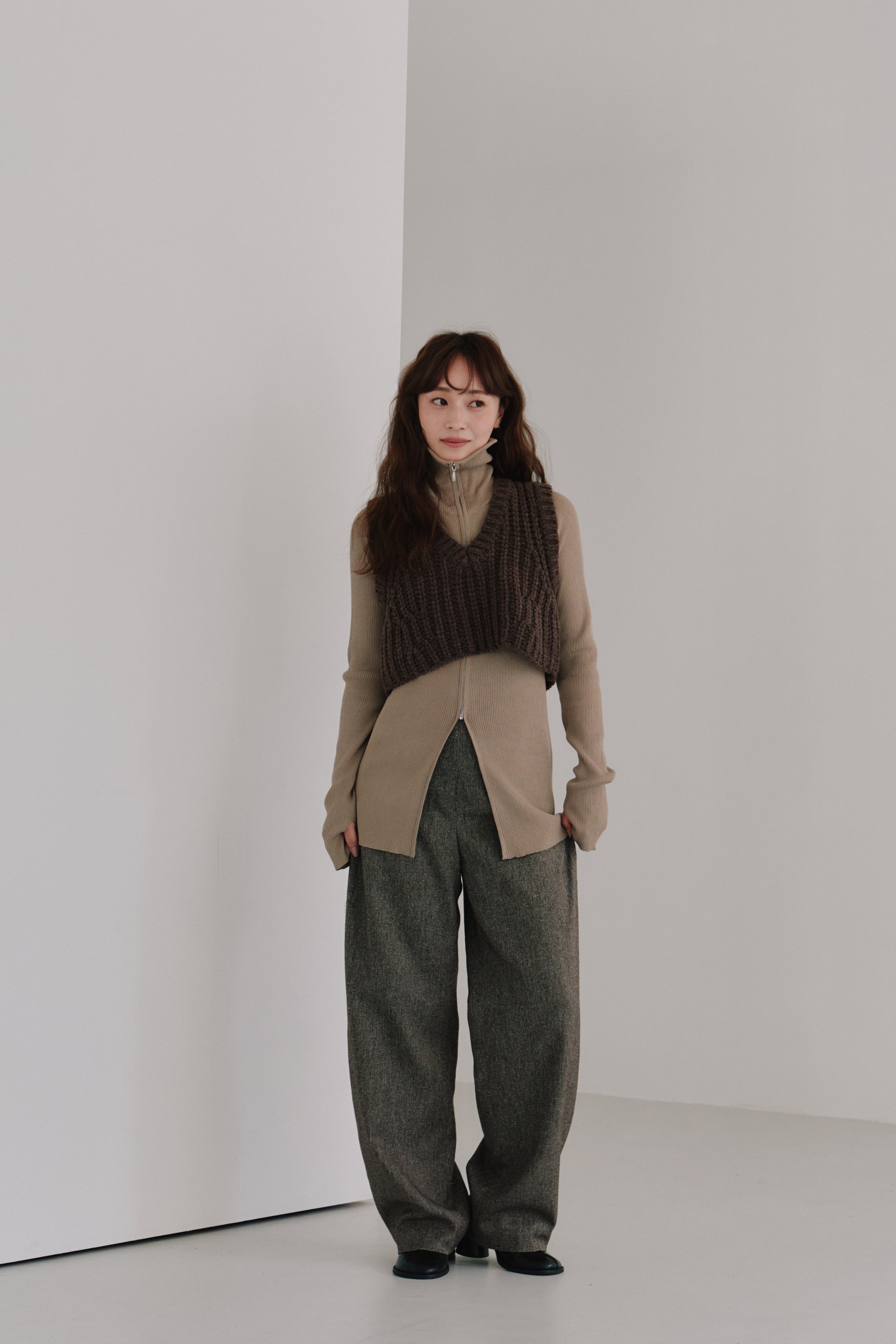 zip up rib knit
