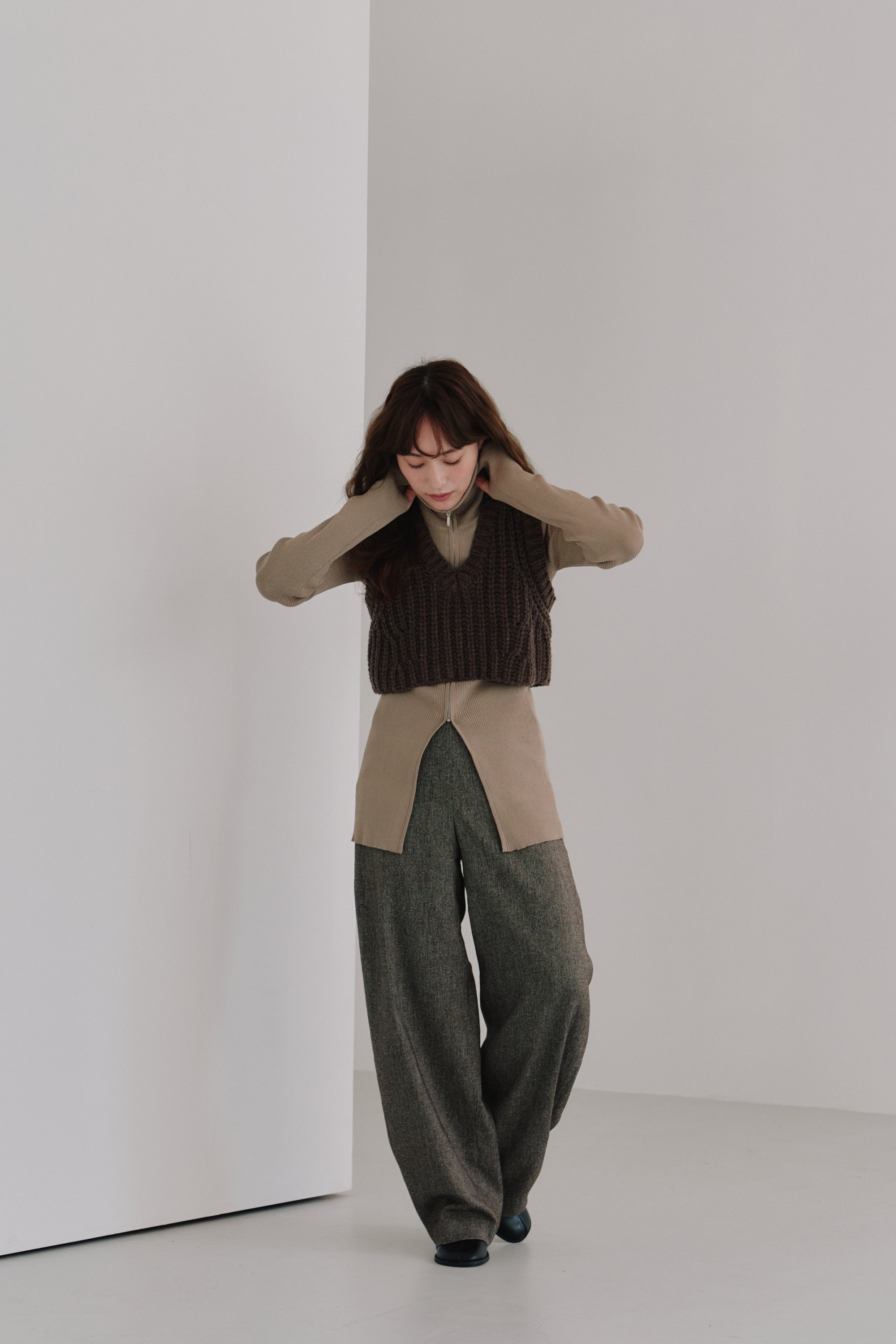 zip up rib knit