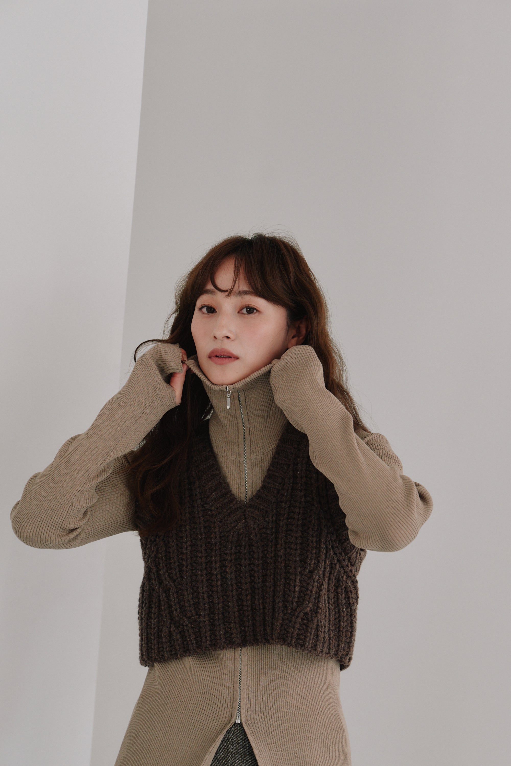 zip up rib knit