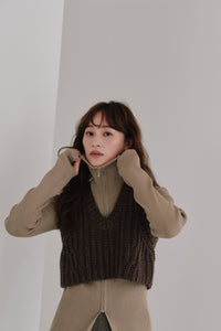 zip up rib knit
