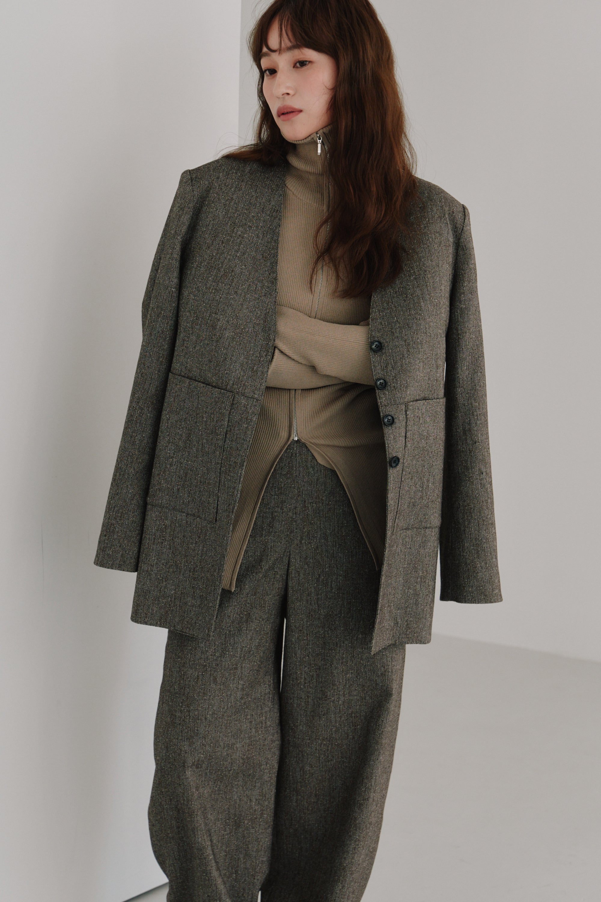 zip up rib knit