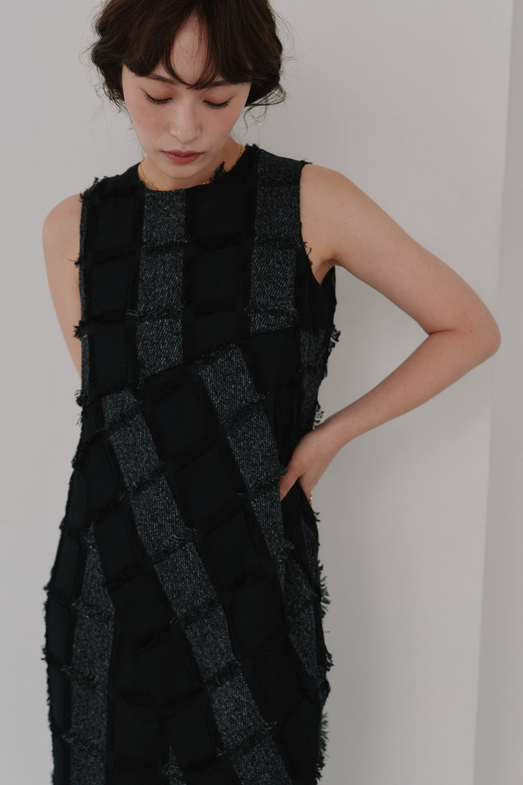 cut jacquard patchwork dress