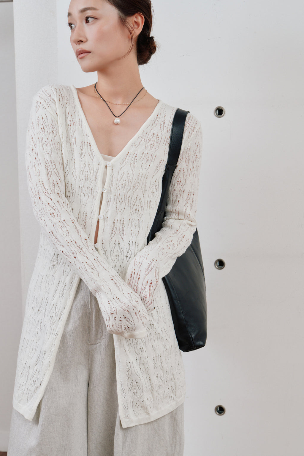 crochet lace Vneck cardigan