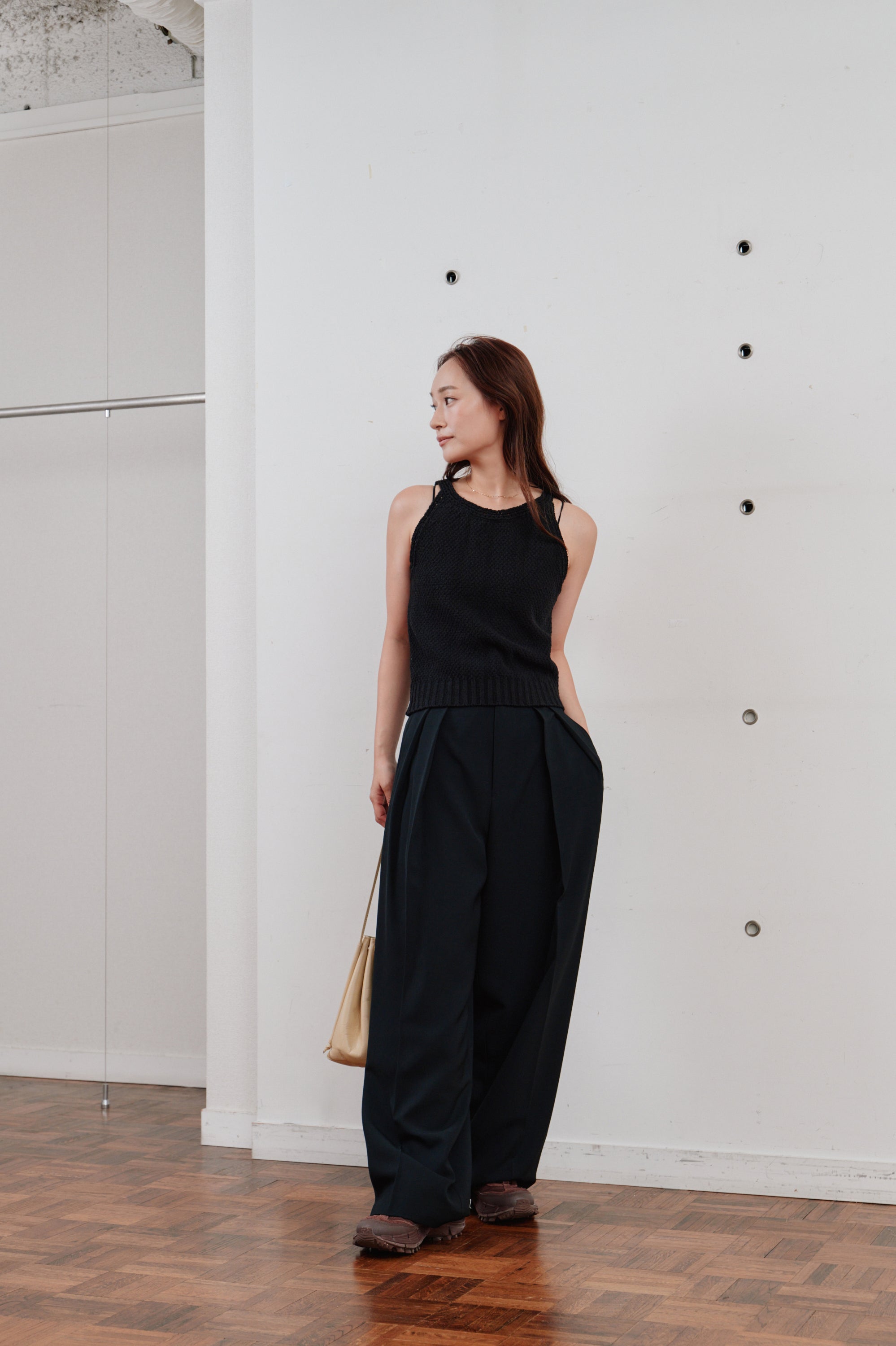 double tuck wide pants