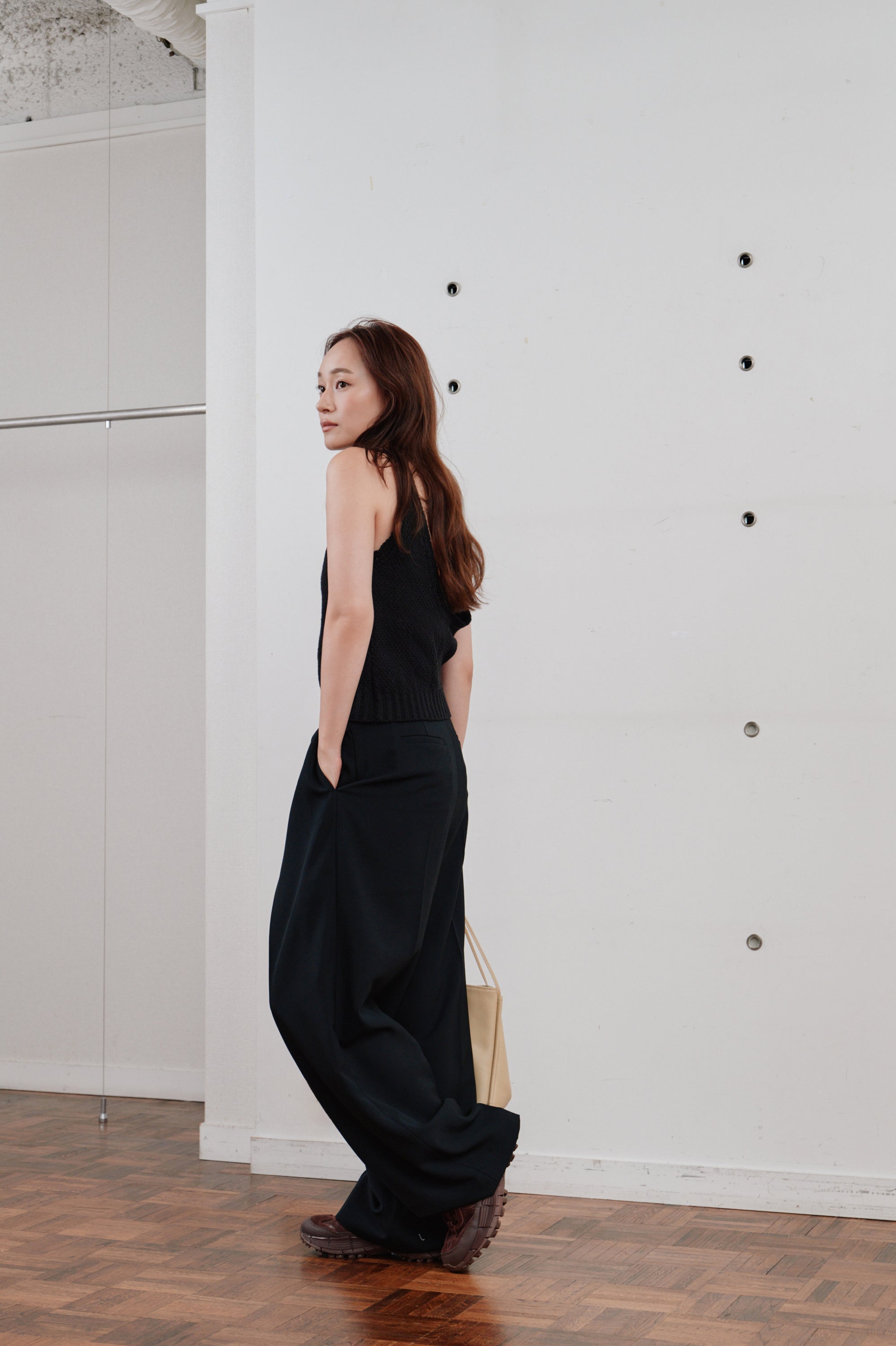 double tuck wide pants
