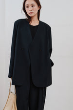 画像をギャラリービューアに読み込む, double button no collar jacket
