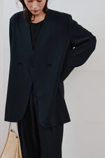 画像をギャラリービューアに読み込む, double button no collar jacket
