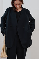 画像をギャラリービューアに読み込む, double button no collar jacket
