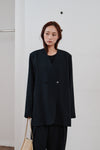double button no collar jacket