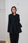 double button no collar jacket