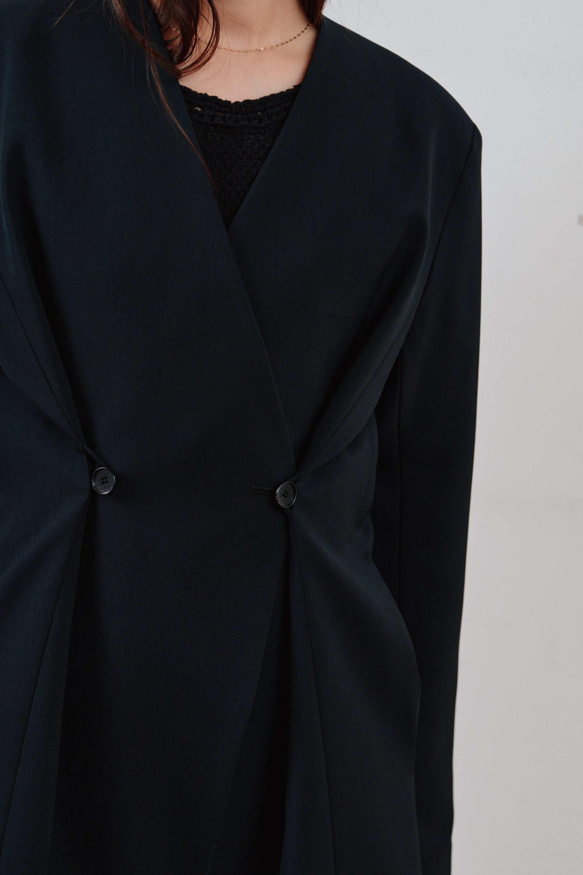 double button no collar jacket