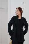 double button no collar jacket