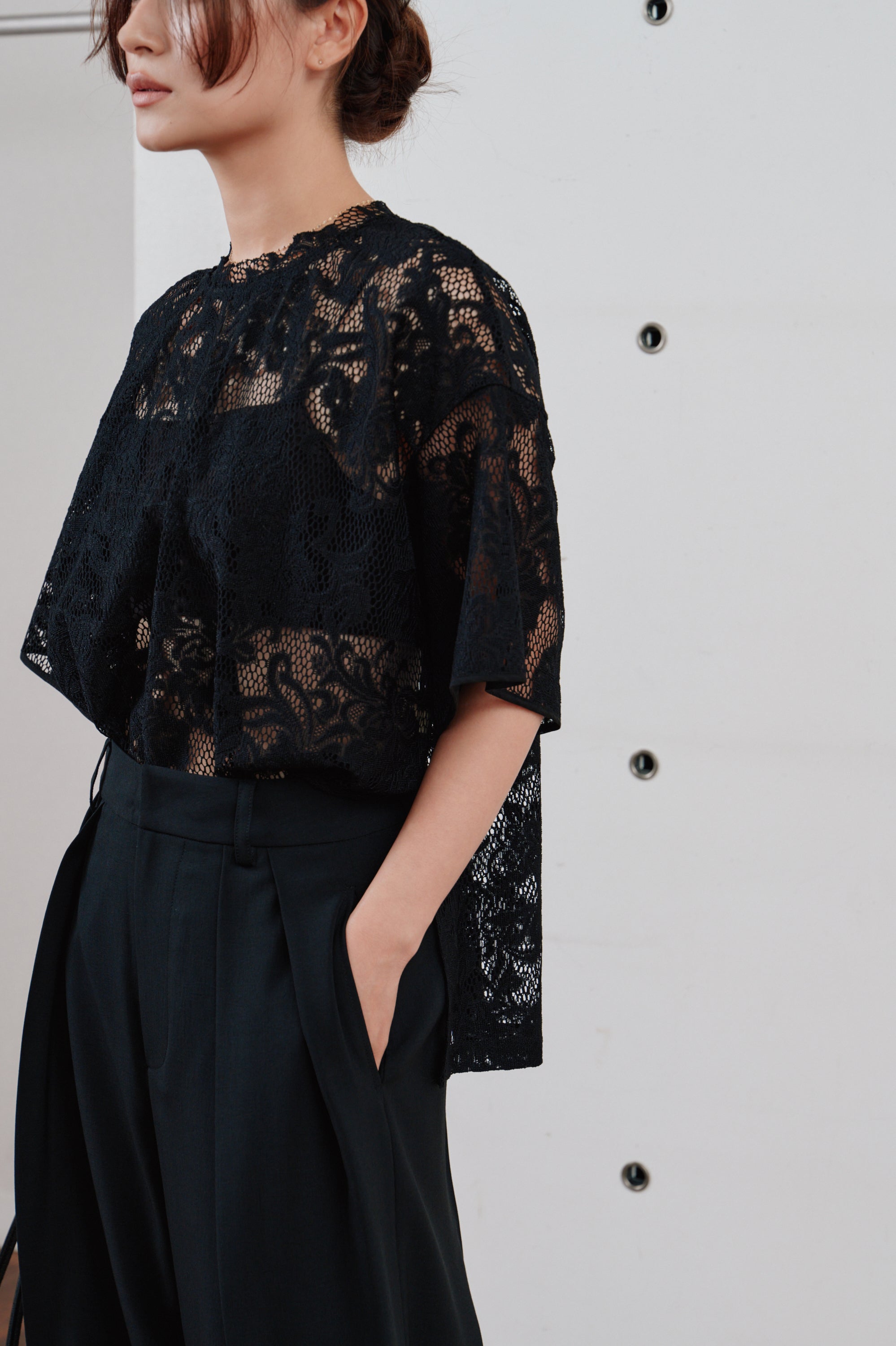 rascel lace half sleeve top