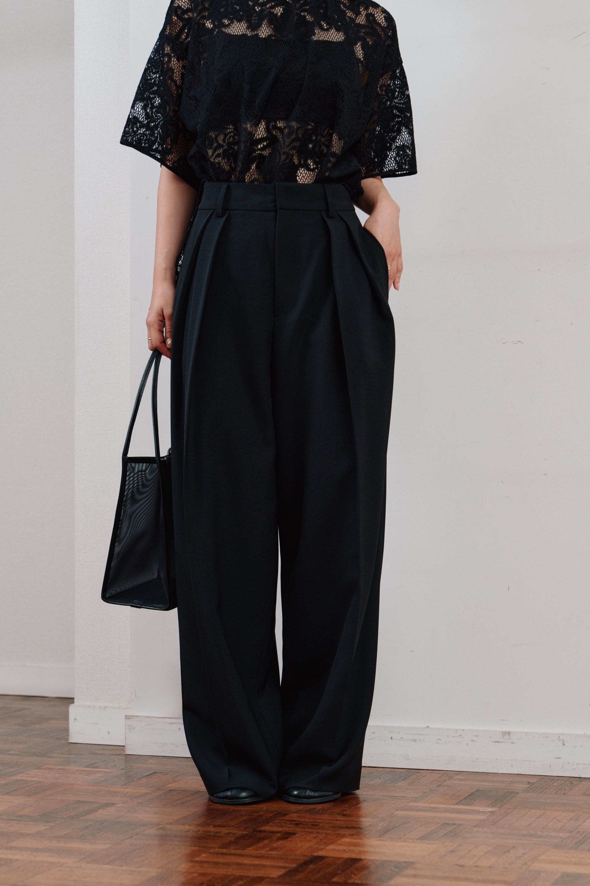 double tuck wide pants