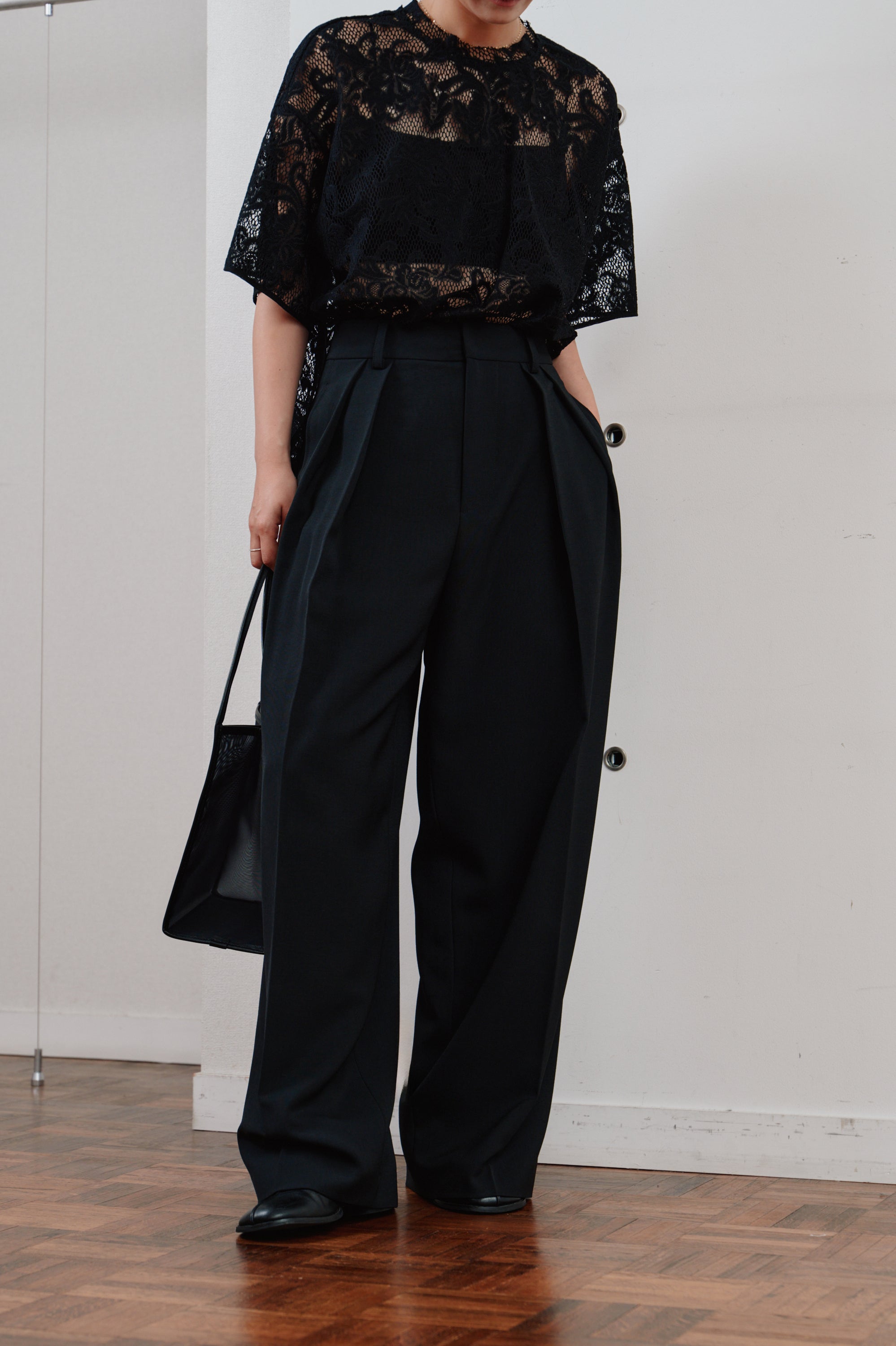 double tuck wide pants