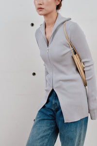 zip up rib knit