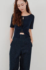 画像をギャラリービューアに読み込む, cropped sheer knit cardigan
