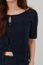 画像をギャラリービューアに読み込む, cropped sheer knit cardigan
