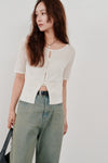 cropped sheer knit cardigan