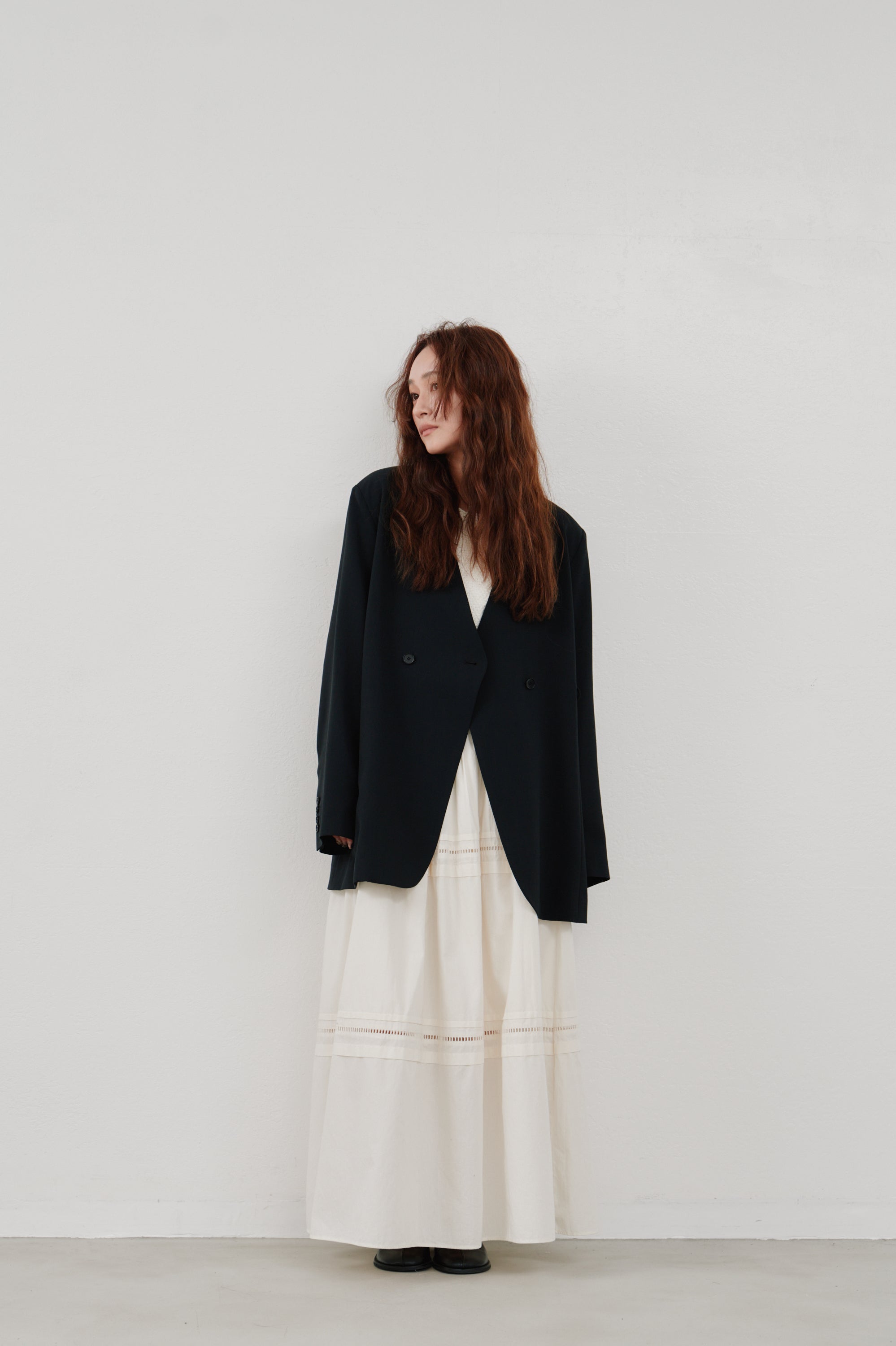 double button no collar jacket