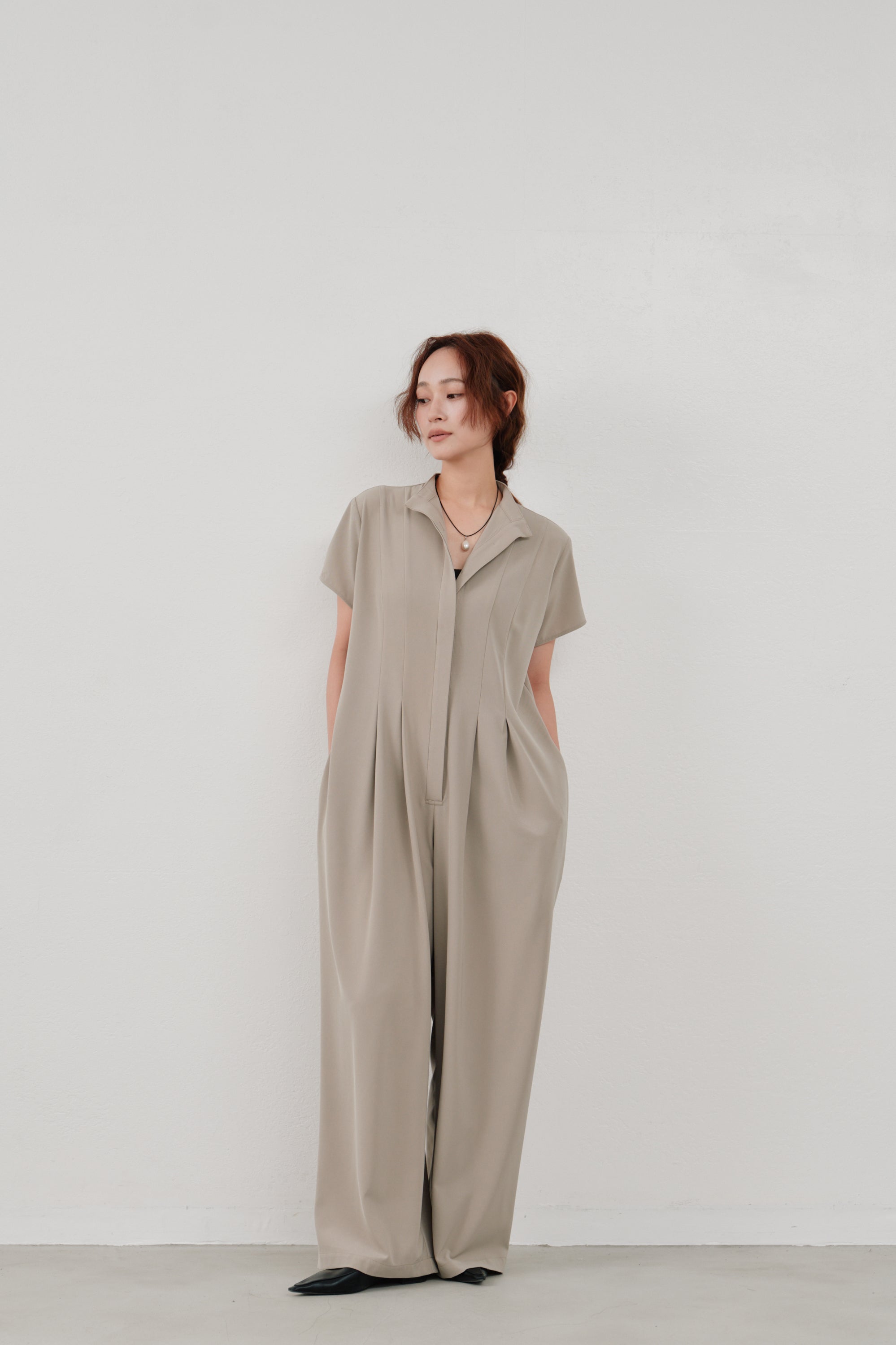wide tuck jumpsuit