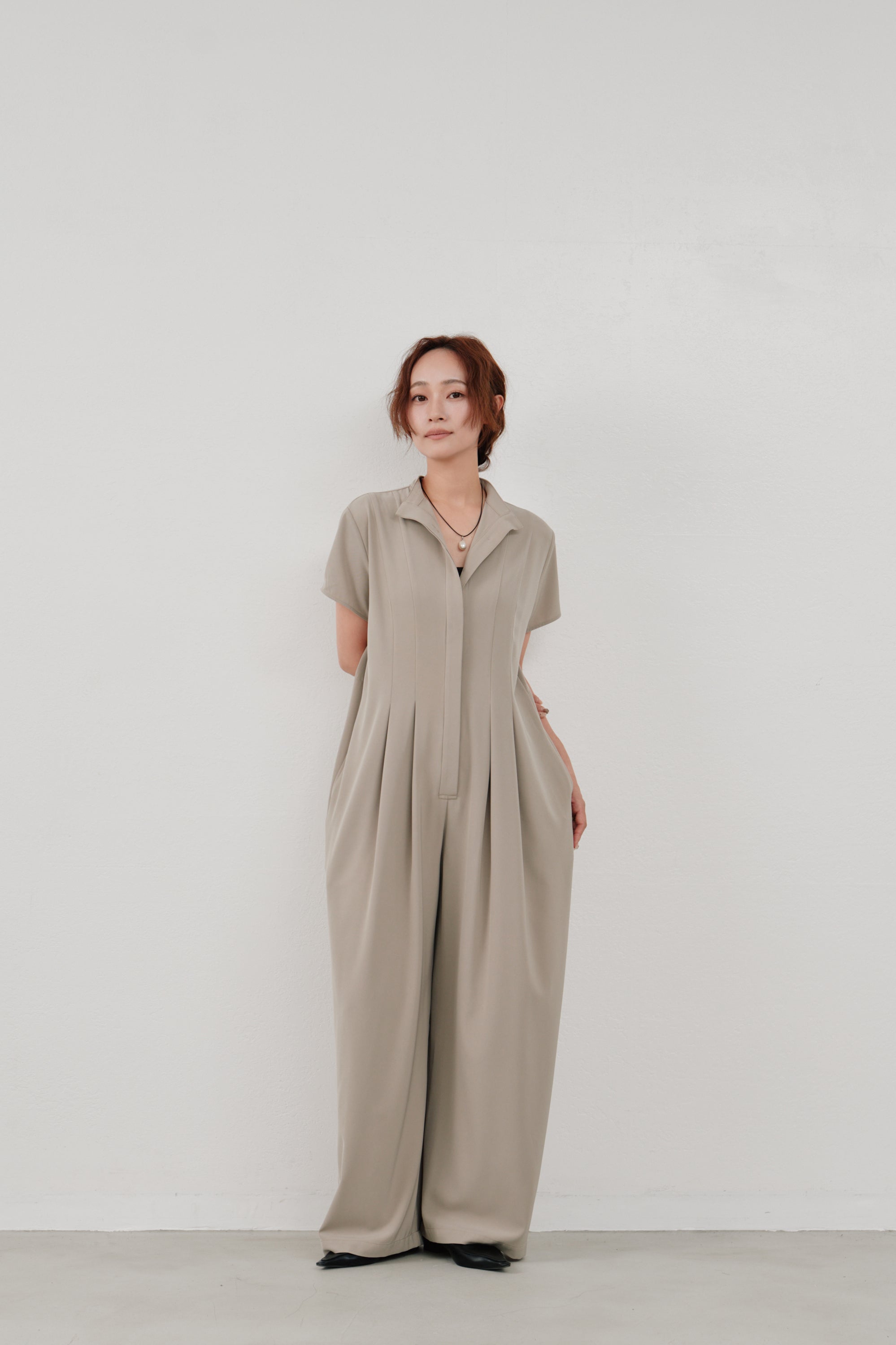 wide tuck jumpsuit