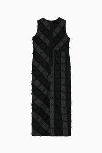 cut jacquard patchwork dress