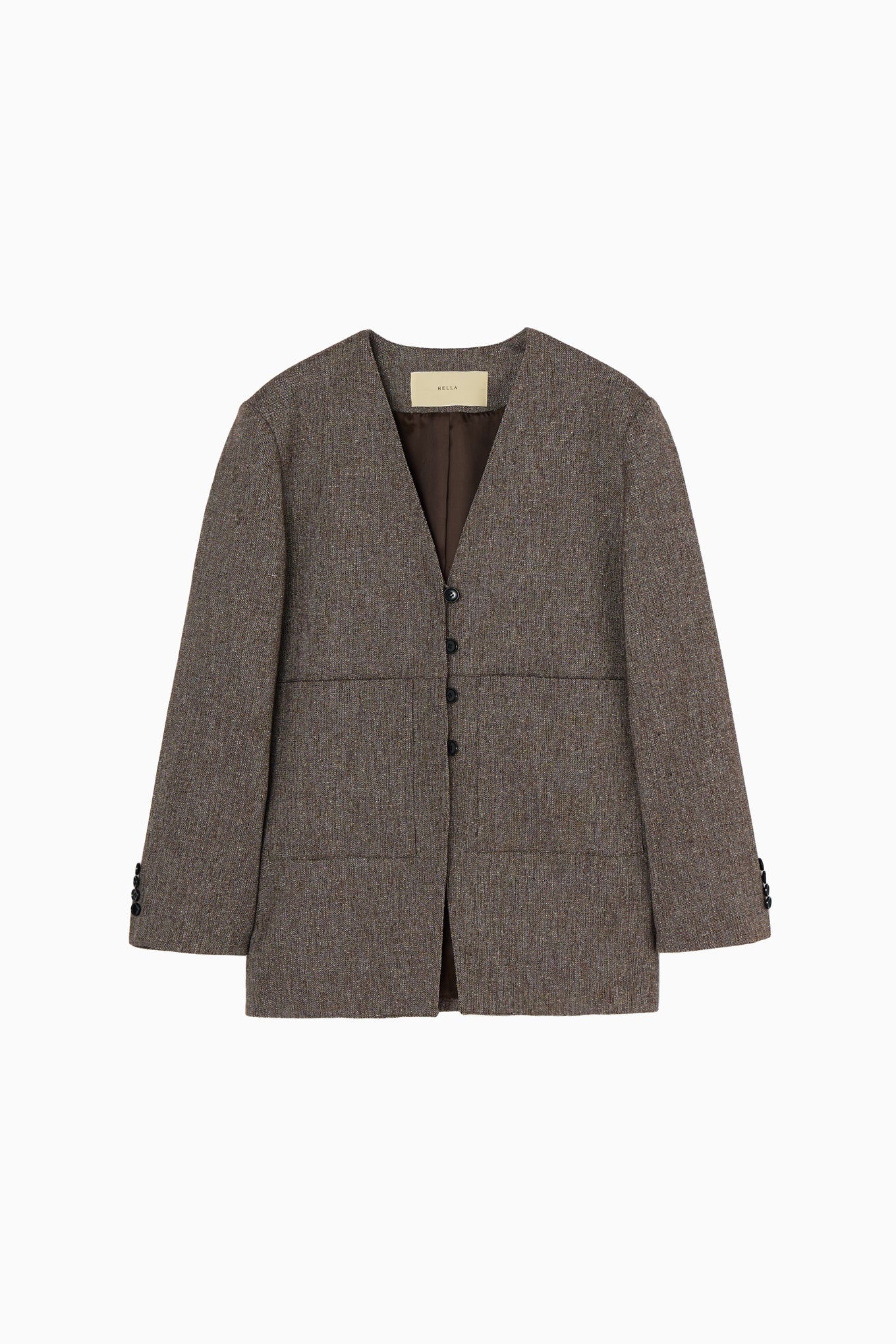 silk nep collarless jacket
