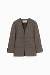 silk nep collarless jacket
