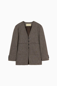 silk nep collarless jacket