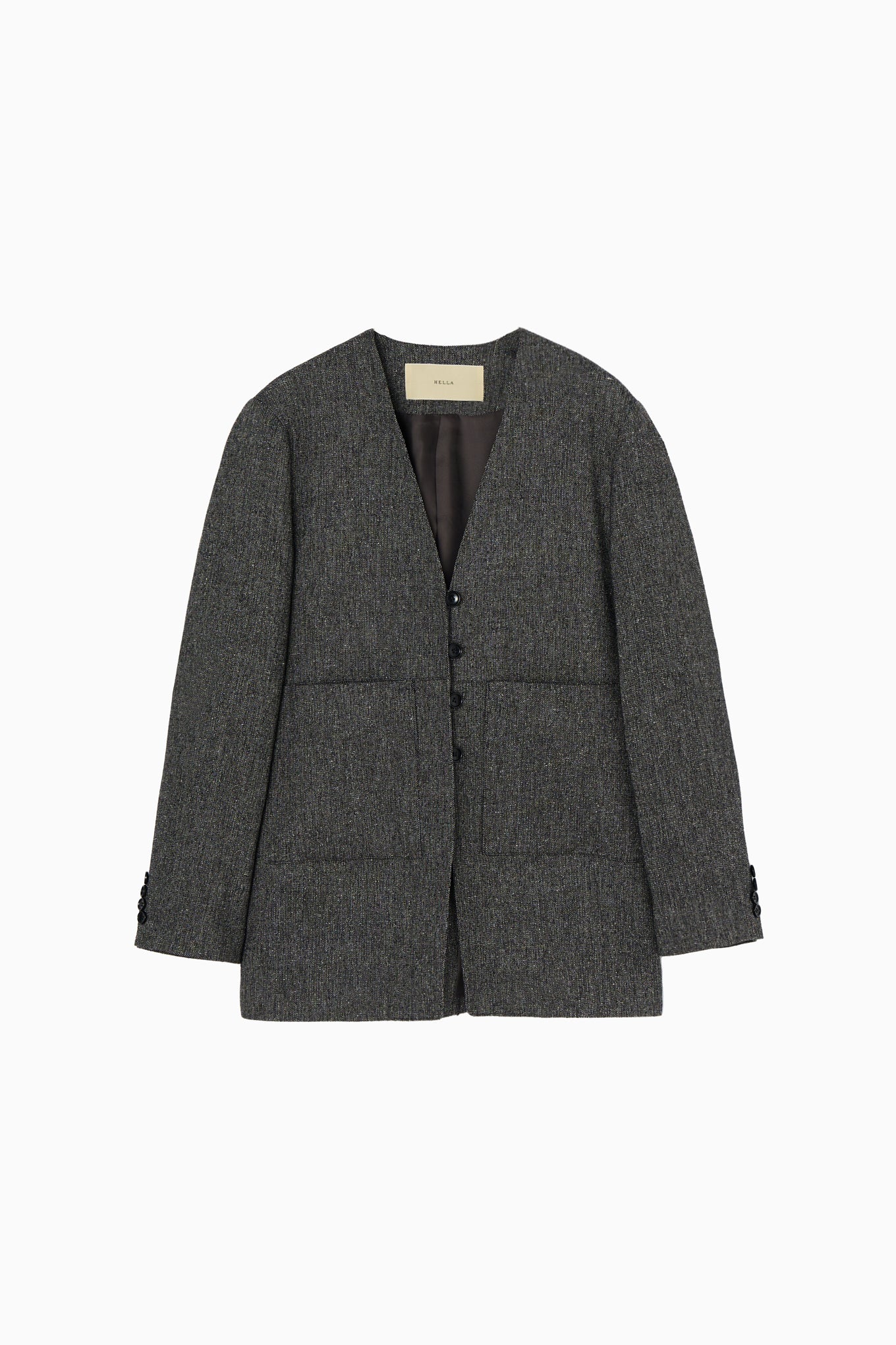 silk nep collarless jacket