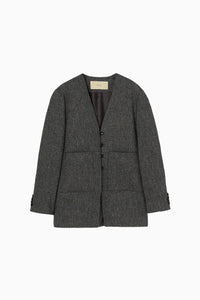 silk nep collarless jacket