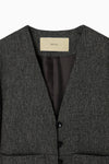 silk nep collarless jacket