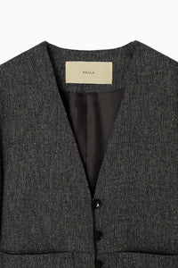 silk nep collarless jacket