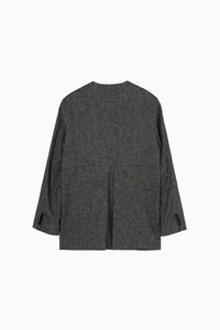 silk nep collarless jacket