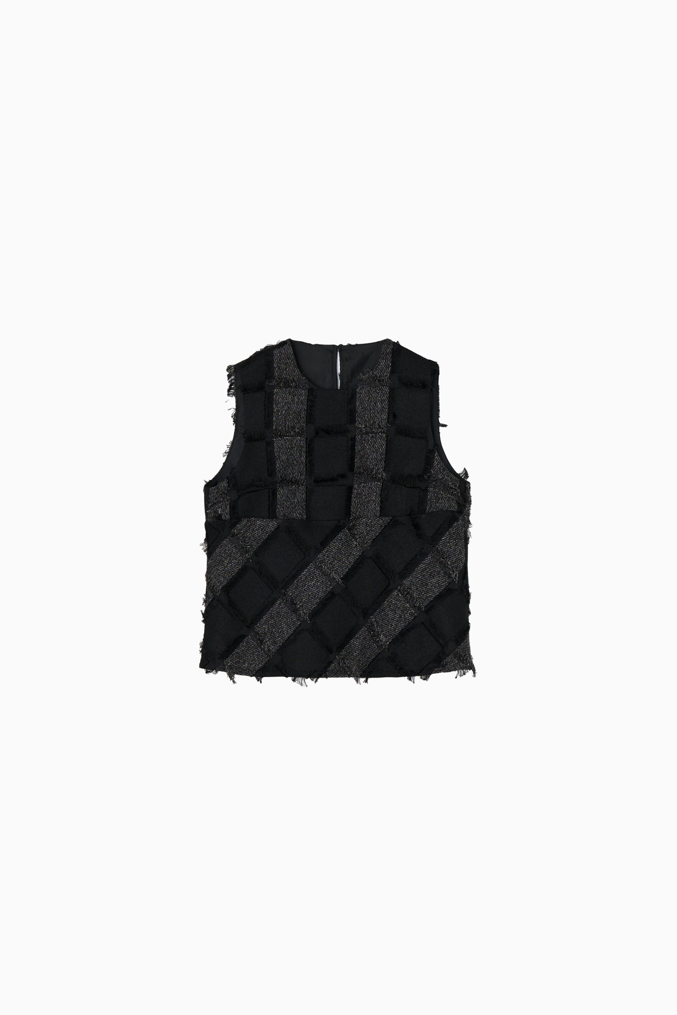 cut jacquard check blouse