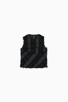 cut jacquard check blouse