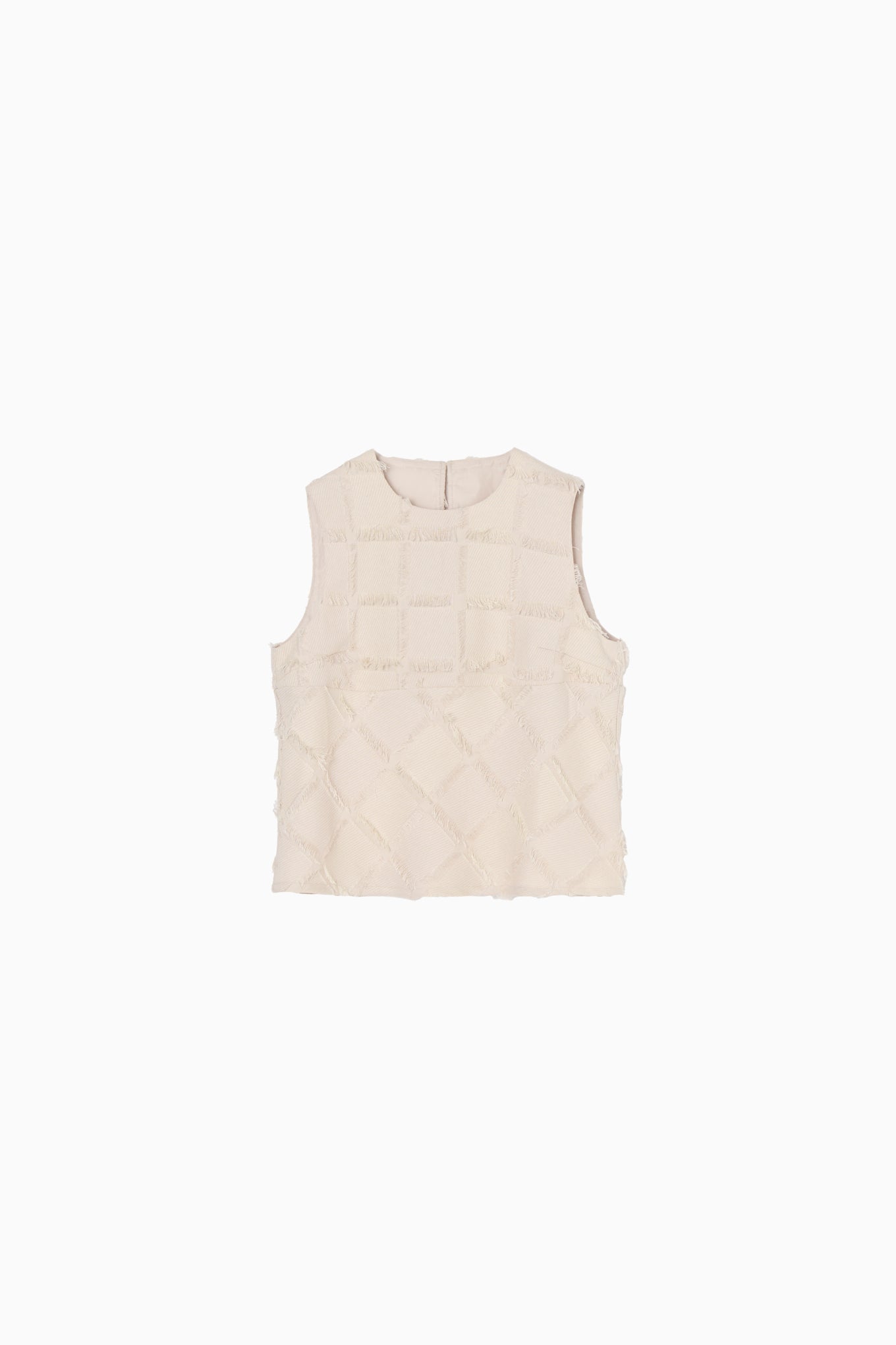 cut jacquard check blouse
