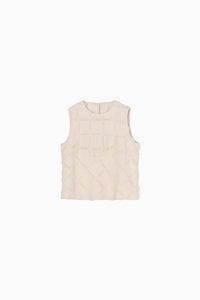 cut jacquard check blouse