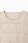 cut jacquard check blouse