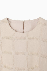 cut jacquard check blouse