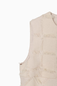 cut jacquard check blouse