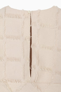 cut jacquard check blouse